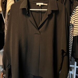 Calvin Klein Black and White Boxy Long Sleeve Blouse